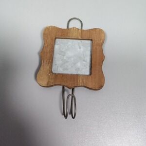 Rustic Farmhouse Wood and Galvanized Metal Wall Hook Scalloped Frame Decor